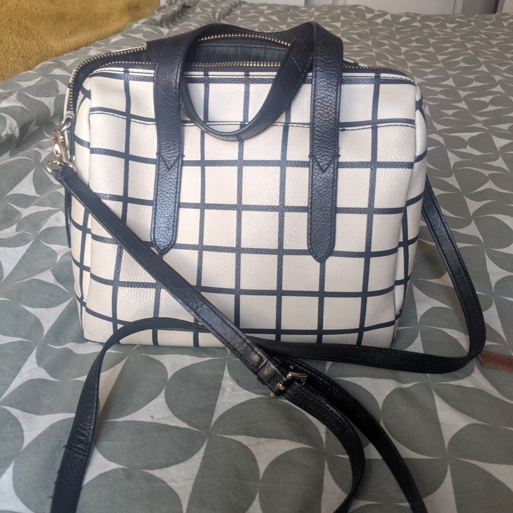 Black and White Fossil Crossbody
